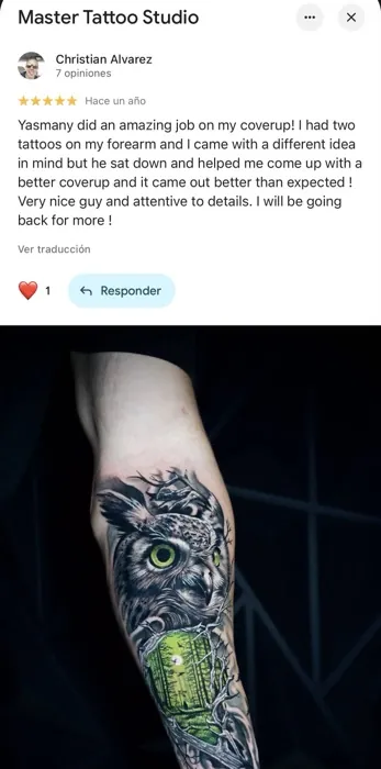 Google review for Master Tattoo Studio, Tampa