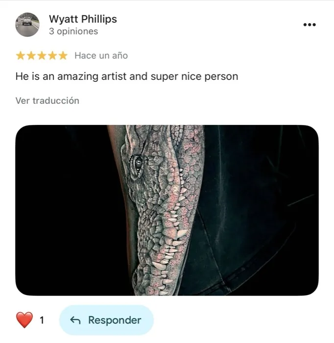 Google review for Master Tattoo Studio, Tampa